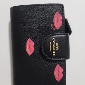 Black Coach wallet with 💋